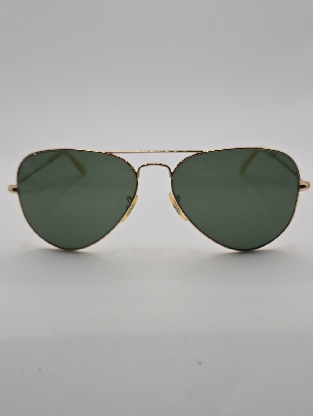 Ray Ban Gold Frame Aviator Sunglasses with Green Lenses